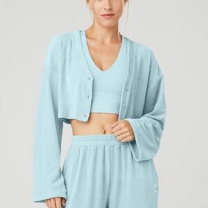 Alo - Women's Light Blue Chenille Cardigan
